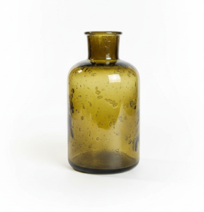 Wazon szklany oliwkowo zielony 19cm