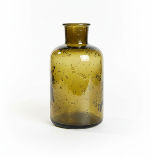 Wazon szklany oliwkowo zielony 19cm