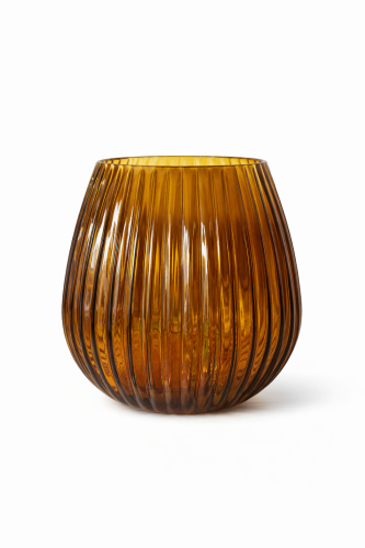 Wazon szklany ryflowany bursztynowy 19cm
