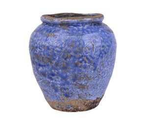 Osłonka terakotowa niebieska postarzana 25,5cm