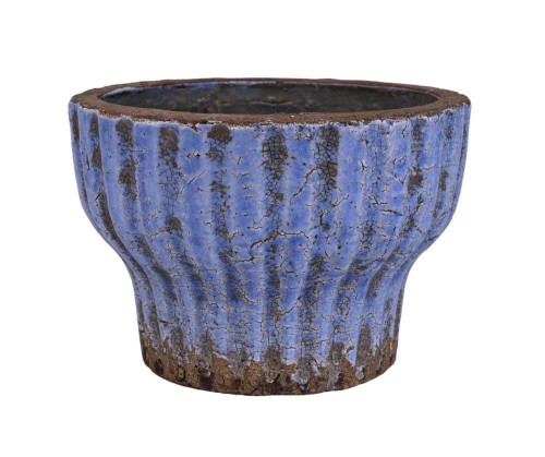 Osłonka terakotowa niebieska postarzana na nodze