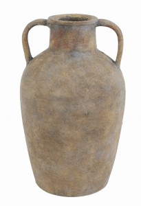 Wazon betonowy beżowy przecierany z dwoma uchwytami 35cm