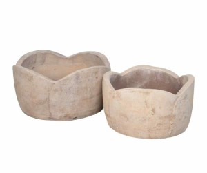 Komplet donic betonowych beżowych postarzanych 46/36 cm