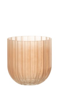 Wazon szklany brzoskwiniowy ryflowany 15cm