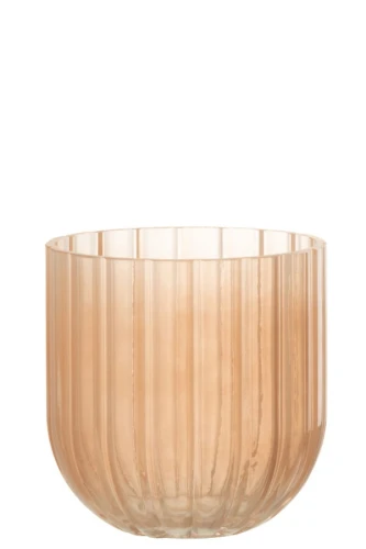 Wazon szklany brzoskwiniowy ryflowany 15cm