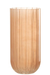 Wazon szklany brzoskwiniowy ryflowany 25cm