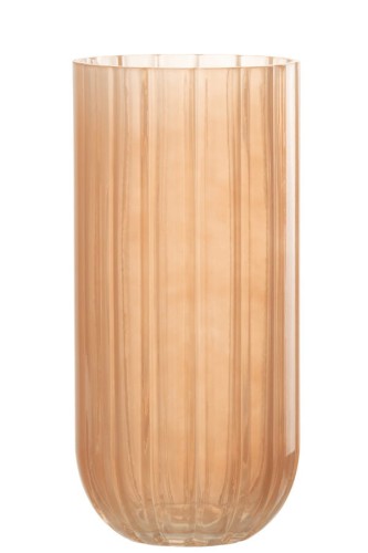 Wazon szklany brzoskwiniowy ryflowany 25cm