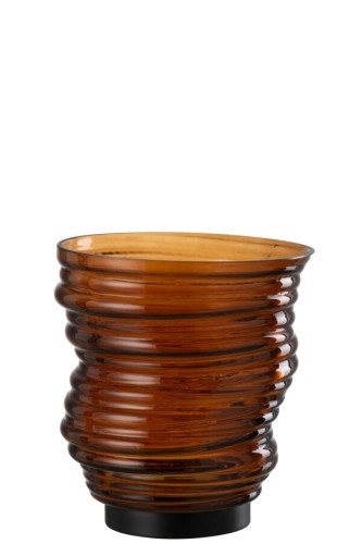 Świecznik szklany brązowy 17cm