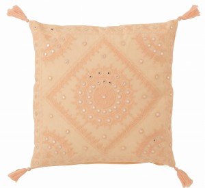 Poduszka bawełniana różowa z frędzlami 50x50cm