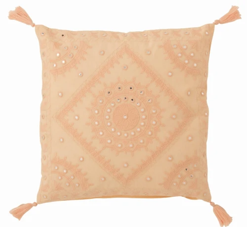 Poduszka bawełniana różowa z frędzlami 50x50cm