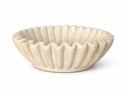 Patera betonowa ryflowana beżowa 20cm