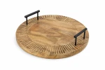 Taca drewniana mango z metalowymi uchwytami 38cm