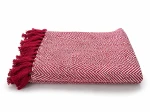 Koc bawełniany z frędzlami czerwony 125x150cm