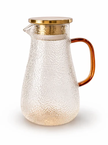 Dzbanek szklany ze złotym wieczkiem 20cm