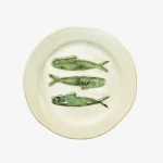 Talerz lunchowy ceramiczny beżowo-zielony 21cm