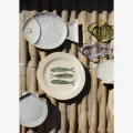 Talerz lunchowy ceramiczny beżowo-zielony 21cm
