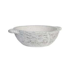 Misa ceramiczna biała postarzana z uchami 24,5x19x7,5cm