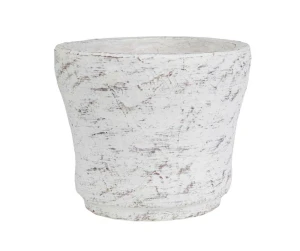 Osłonka ceramiczna biała postarzana 17,5x15cm