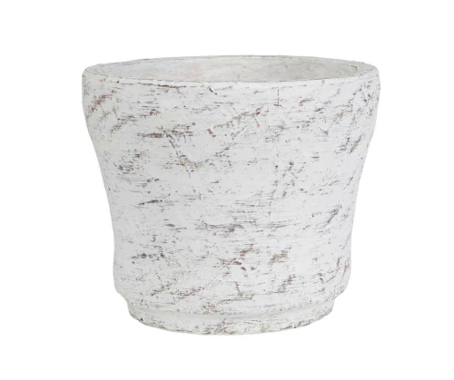 Osłonka ceramiczna biała postarzana 14x12cm