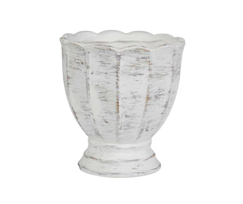 Osłonka ceramiczna biała postarzana puchar 14x15cm