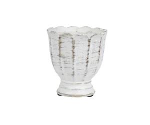 Osłonka ceramiczna biała postarzana puchar 10,5x11,5cm