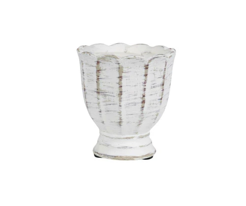 Osłonka ceramiczna biała postarzana puchar 10,5x11,5cm