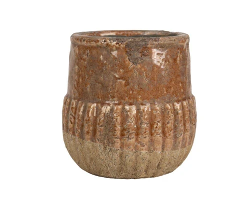Osłonka szkliwiona brązowa postarzana 13,5x13,5cm