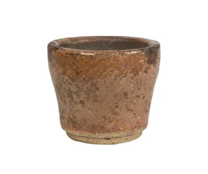 Osłonka szkliwiona brązowa postarzana 14x12cm