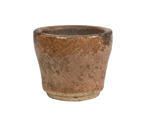Osłonka szkliwiona brązowa postarzana 14x12cm