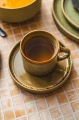 Filiżanka ceramiczna z talerzykiem beżowo-szara
