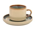 Filiżanka ceramiczna z talerzykiem beżowo-szara