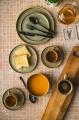 Zestaw obiadowy ceramiczny szaro-beżowy