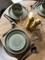 Zestaw obiadowy ceramiczny szaro-beżowy