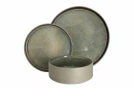 Zestaw obiadowy ceramiczny szaro-beżowy