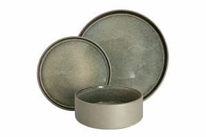 Zestaw obiadowy ceramiczny szaro-beżowy