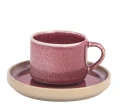 Filiżanka ceramiczna z talerzykiem fioletowa