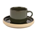 2 x filiżanka ceramiczna z talerzykiem zielona