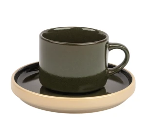 2 x filiżanka ceramiczna z talerzykiem zielona
