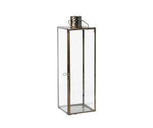 Lampion szklany z metalową oprawą 42cm