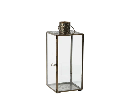 Lampion szklany z metalową oprawą 31cm