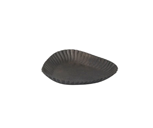 Patera metalowa czarna ryflowana 24,5cm