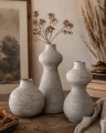 Zestaw 3 wazonów ceramicznych beżowo-szarych