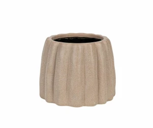 Osłonka z kamionki beżowa ryflowana 14cm