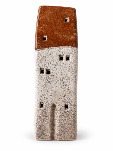 Domek ceramiczny świecznik rdzawo-brązowy 18cm