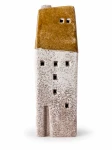 Domek ceramiczny świecznik musztardowy 18cm