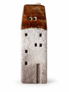 Domek ceramiczny świecznik ciemnobrązowy 18cm