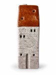 Domek ceramiczny świecznik rdzawo-brązowy 15cm