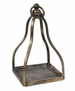 Lampion Etażerka metalowa złota 39cm
