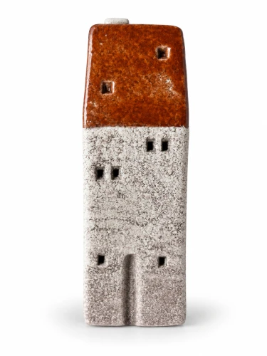 Domek ceramiczny świecznik rdzawo-brązowy 10cm