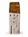 Domek ceramiczny świecznik musztardowy 10cm
